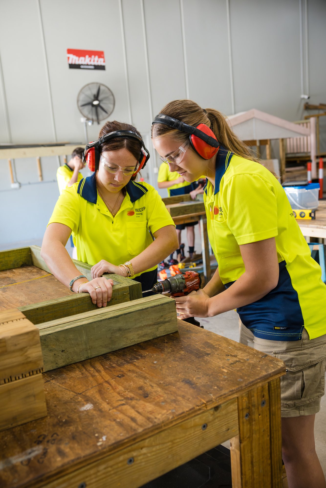 Certificate II in Construction students using tools Certificate II in Construction students using tools